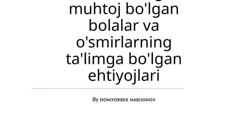 Individual shaxsga moslashtirilgan ta'lim dasturi (ISMTD)