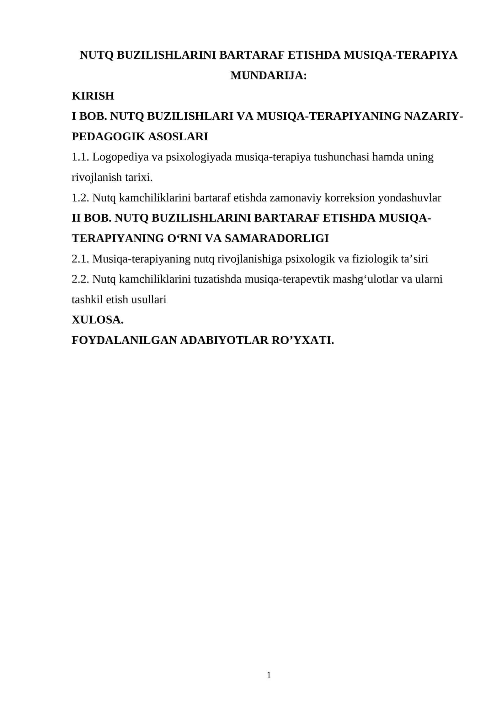 Nutq buzilishlarini bartaraf etishda musiqa-terapiya
