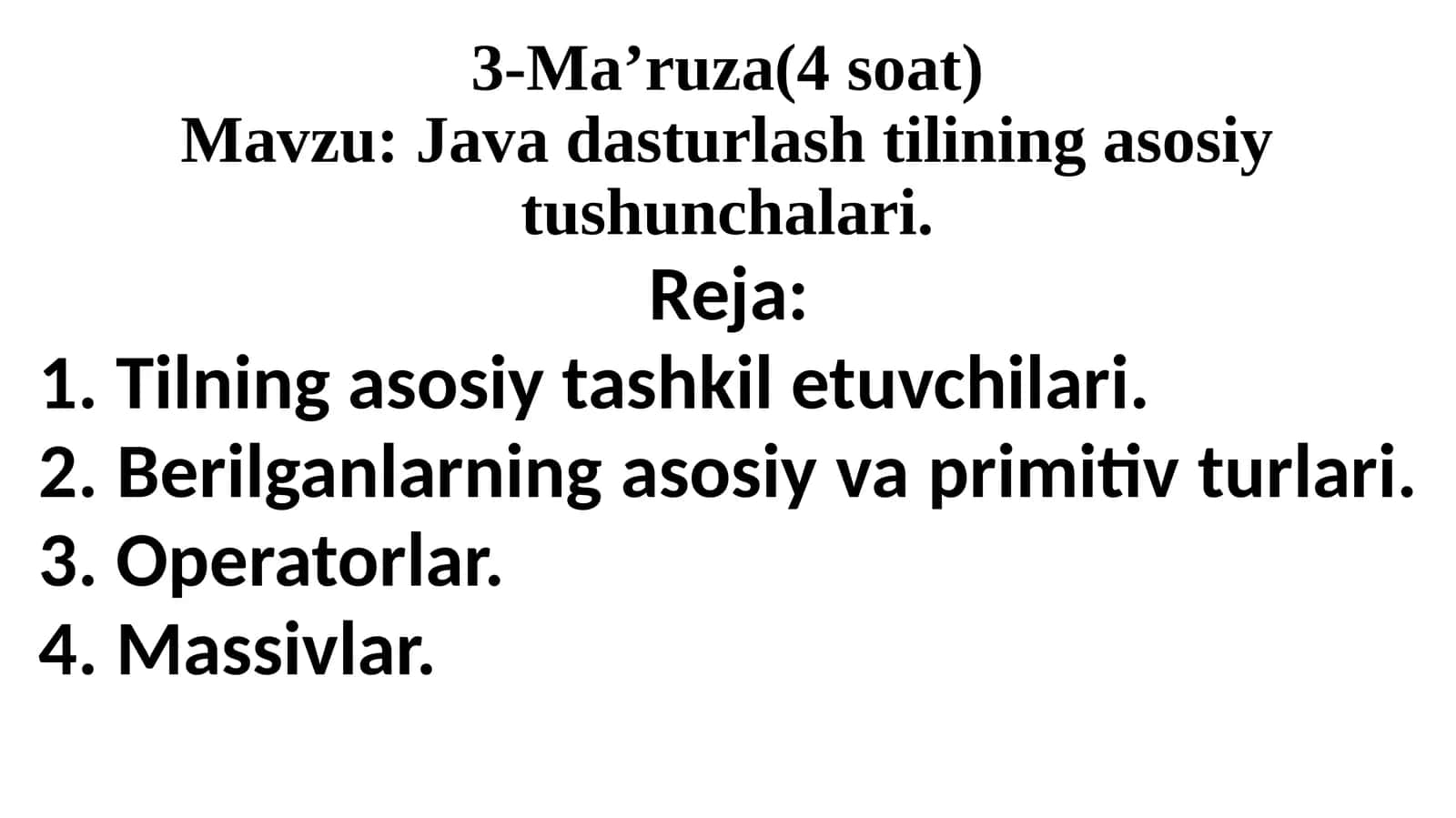 Javadasturlashtilining asosiy tushunchalari
