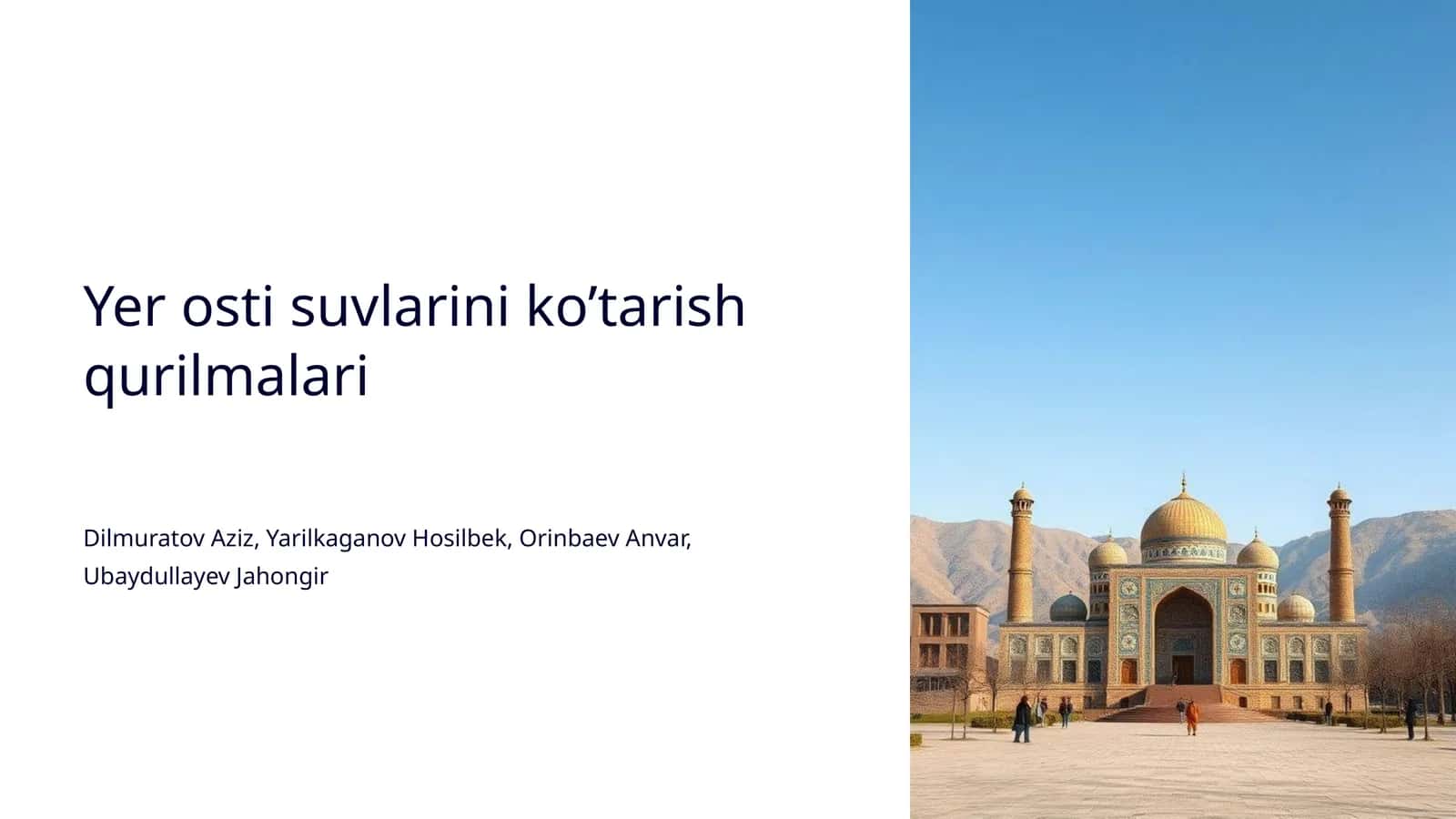 Yer osti suvlarini ko’tarish qurilmalari