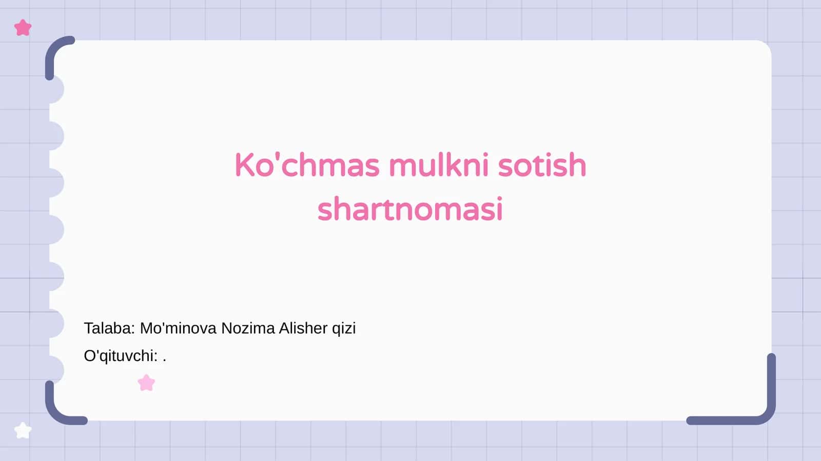 Ko'chmas mulkni sotish shartnomasi