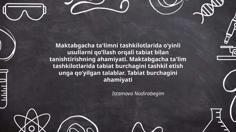 Tabiat bilan tanishtirishning ahamiyati