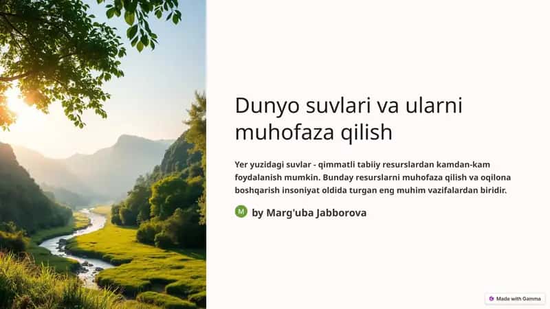 Yer yuzidagi suvlari va ularni muhofaza qilish