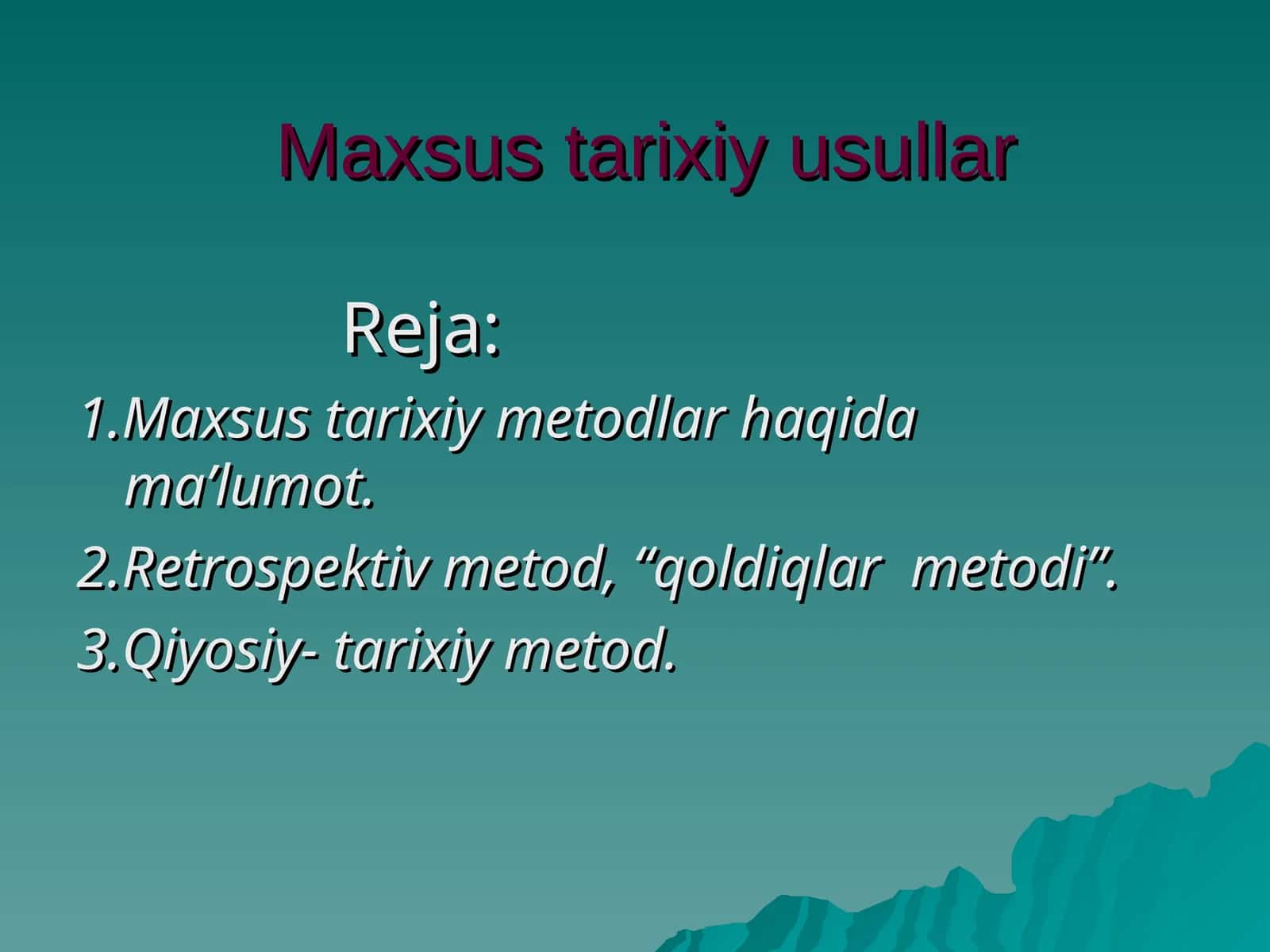 Maxsus tarixiy usullar