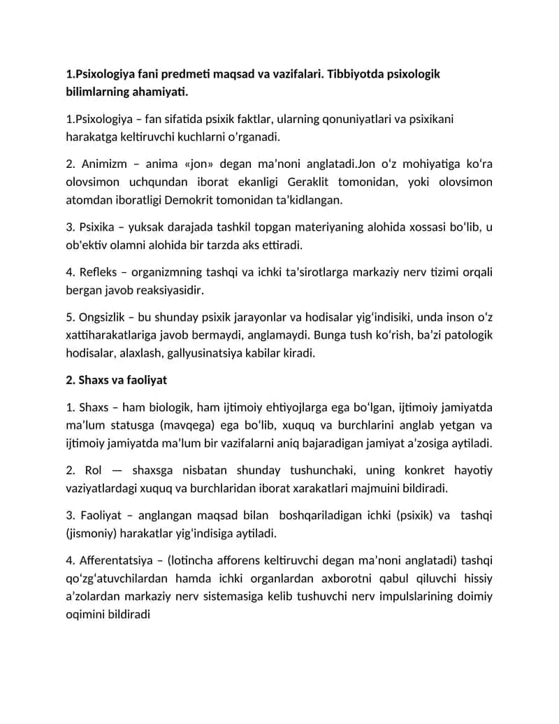 Psixologiya 2-kurs
