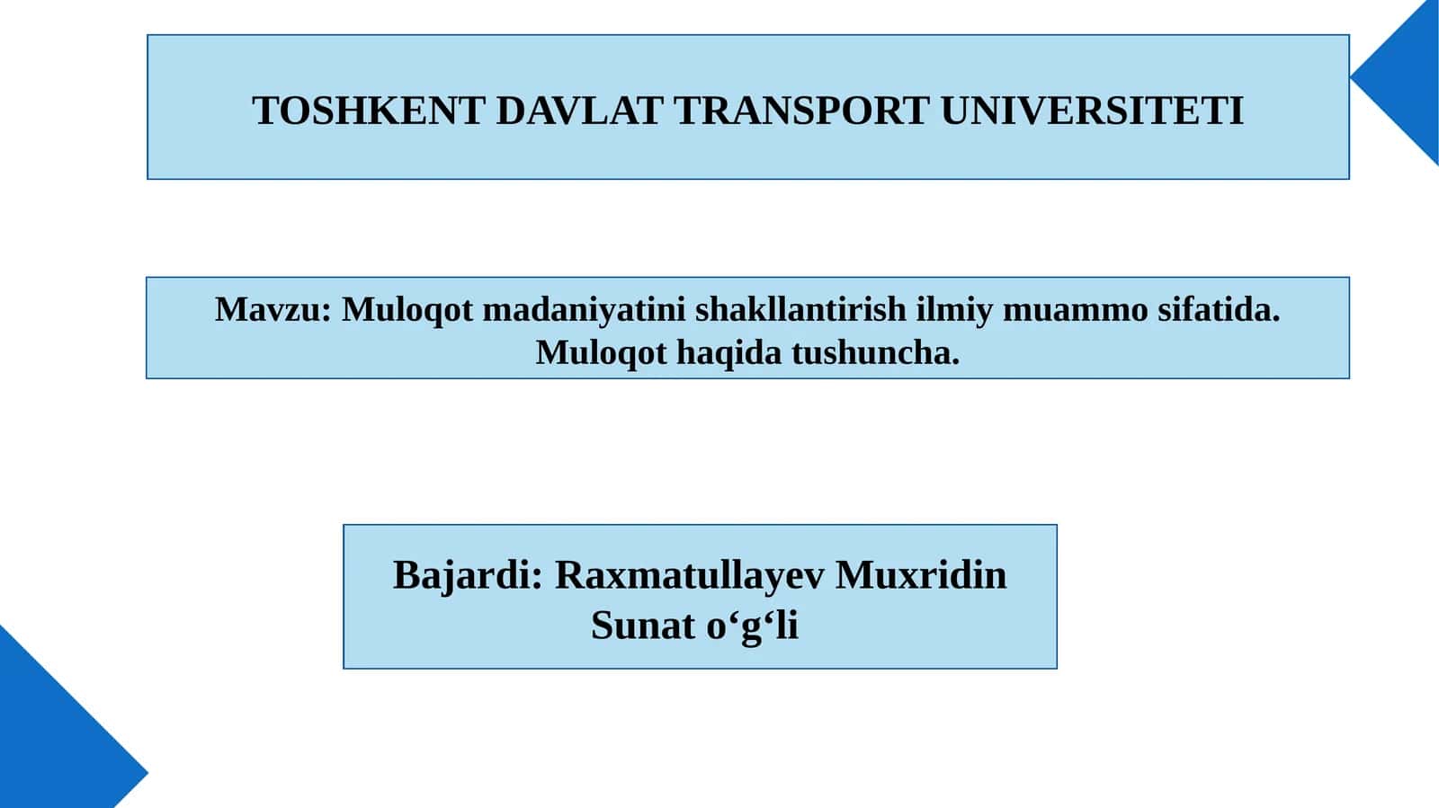 Muloqot madaniyatini shakllantirish