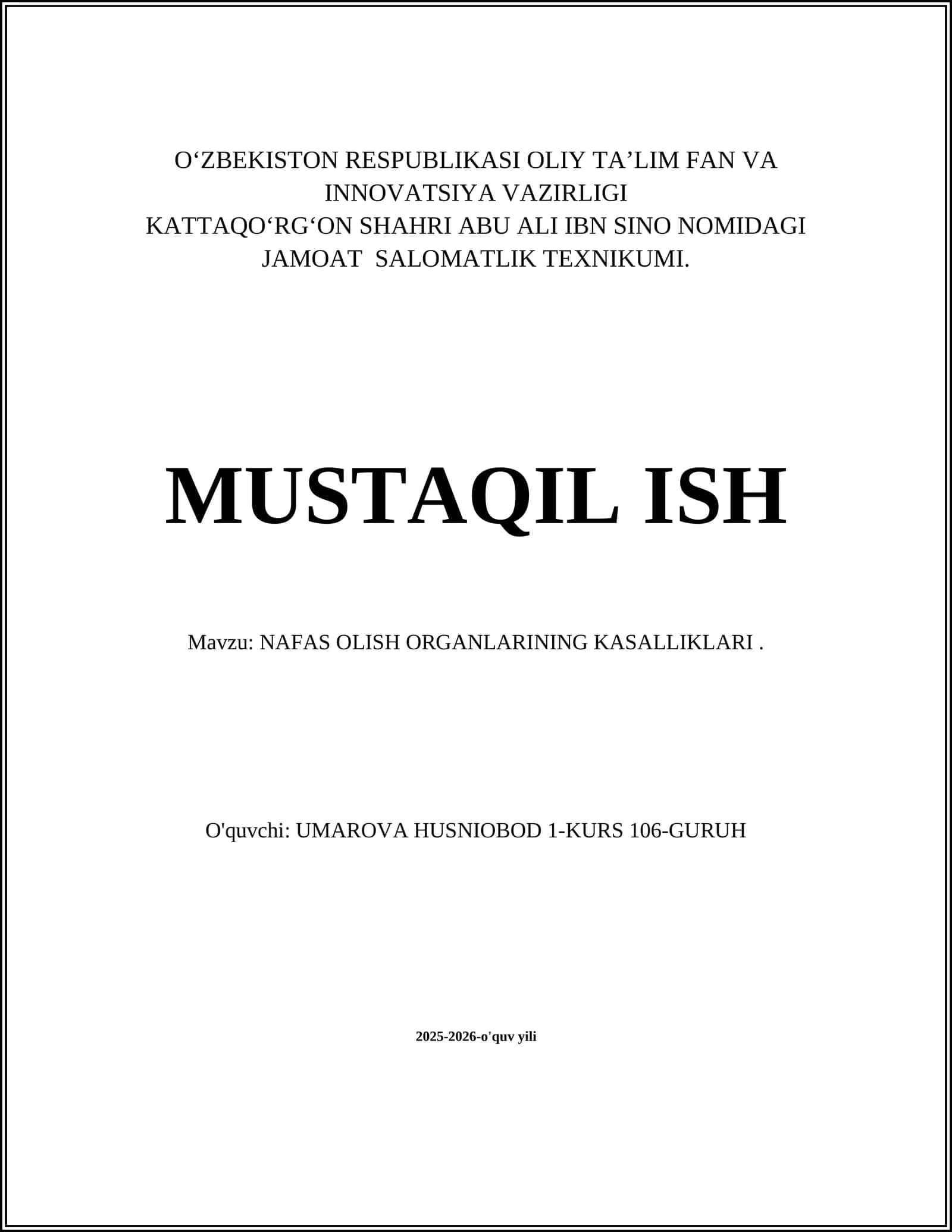 NAFAS OLISH ORGANLARINING KASALLIKLARI