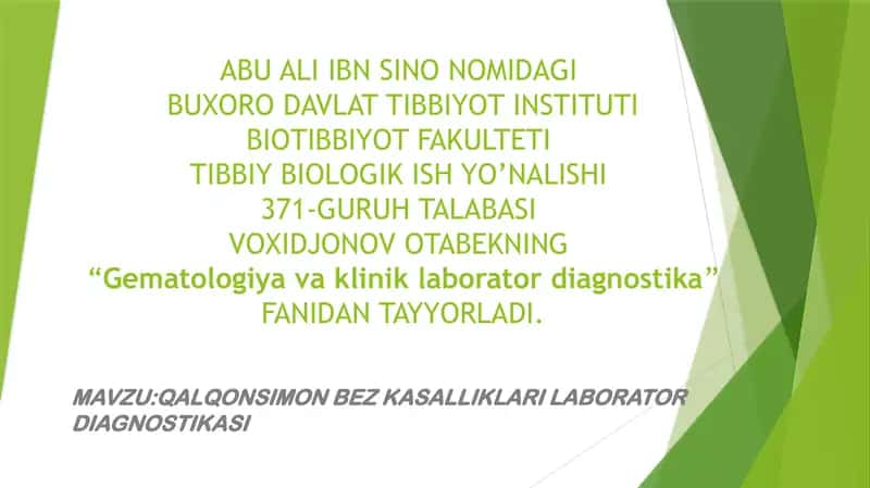 QALQONSIMON BEZ KASALLIKLARI LABORATOR DIAGNOSTIKASI