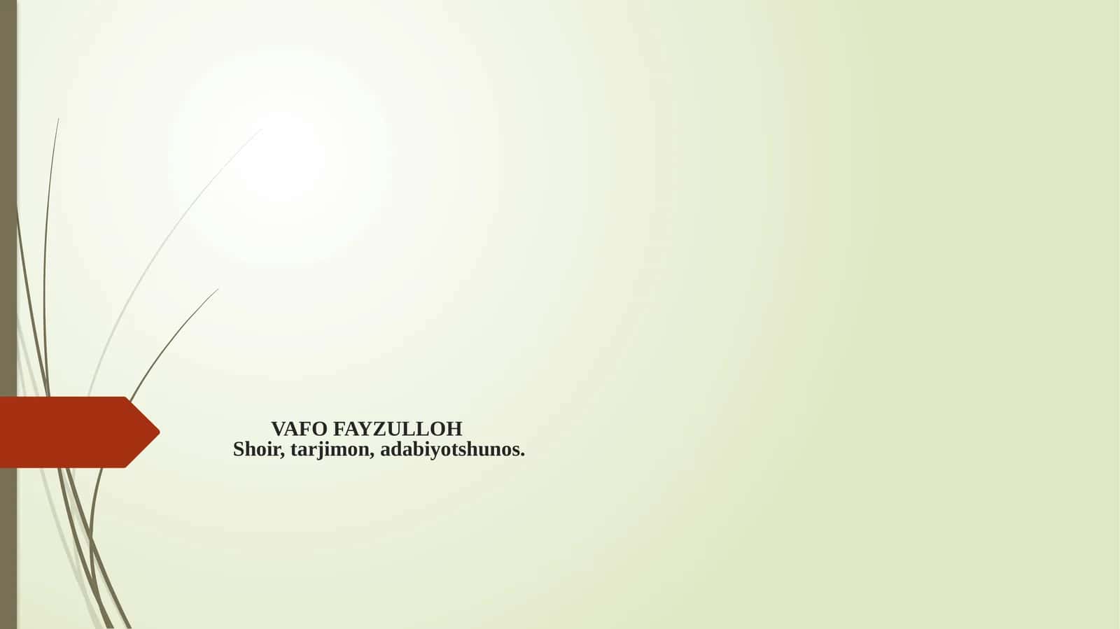 VAFO FAYZULLOH Shoir, tarjimon, adabiyotshunos.