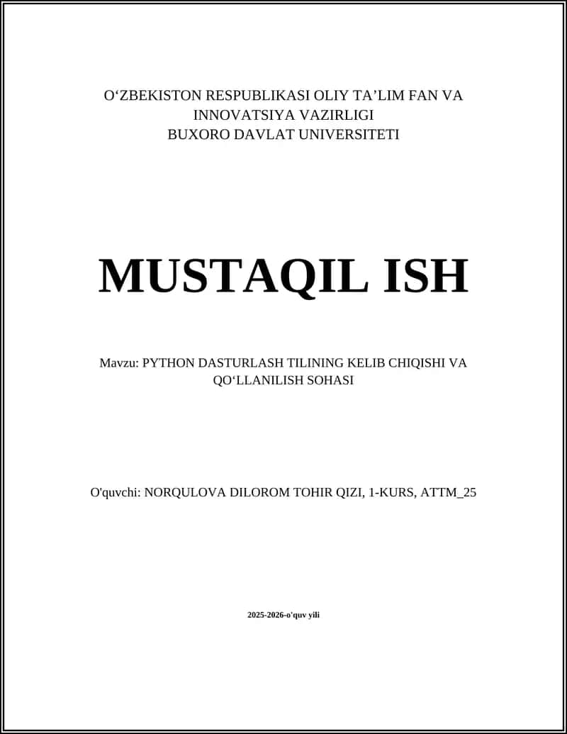 PYTHON DASTURLASH TILI