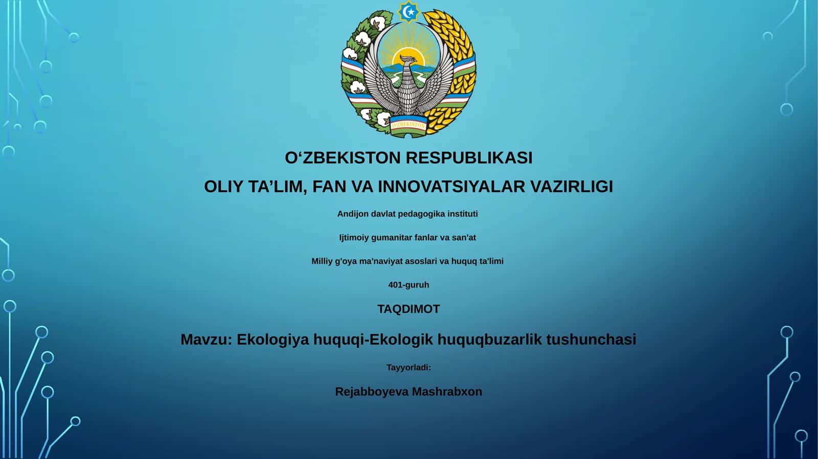 Ekologiya huquqi-Ekologik huquqbuzarlik tushunchasi