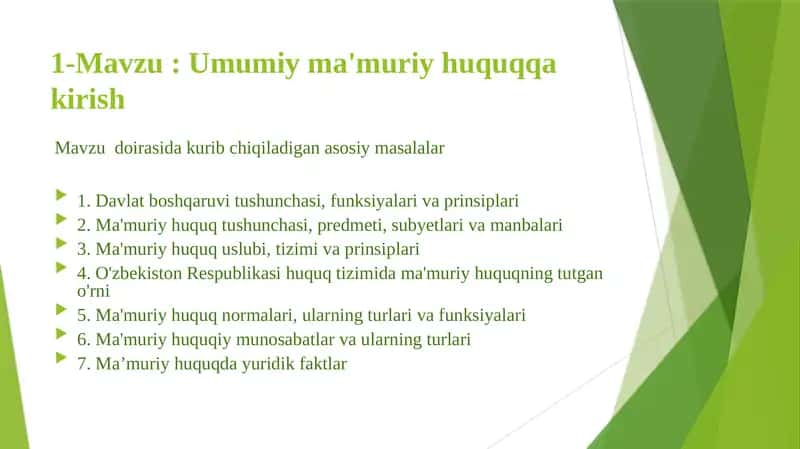 Umumiy ma'muriy huquqqa kirish