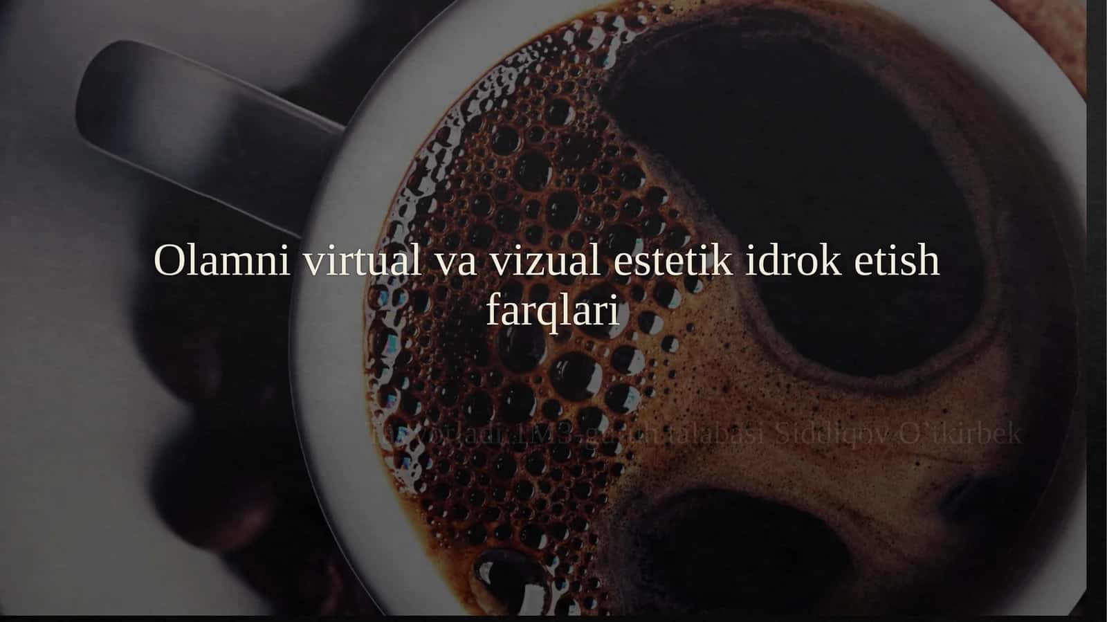 Olamni virtual va vizual estetik idrok etish farqlari