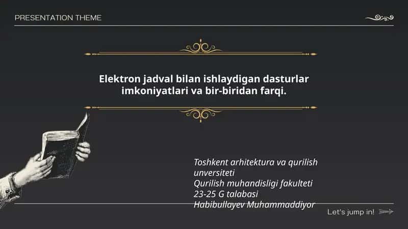 Elektron jadval bilan ishlaydigan dasturlar imkoniyatlari va bir-biridan farqi