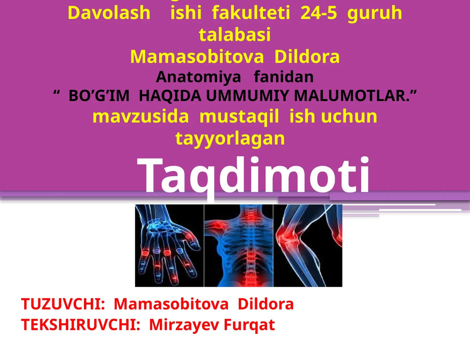BO’G’IM HAQIDA UMMUMIY MALUMOTLAR
