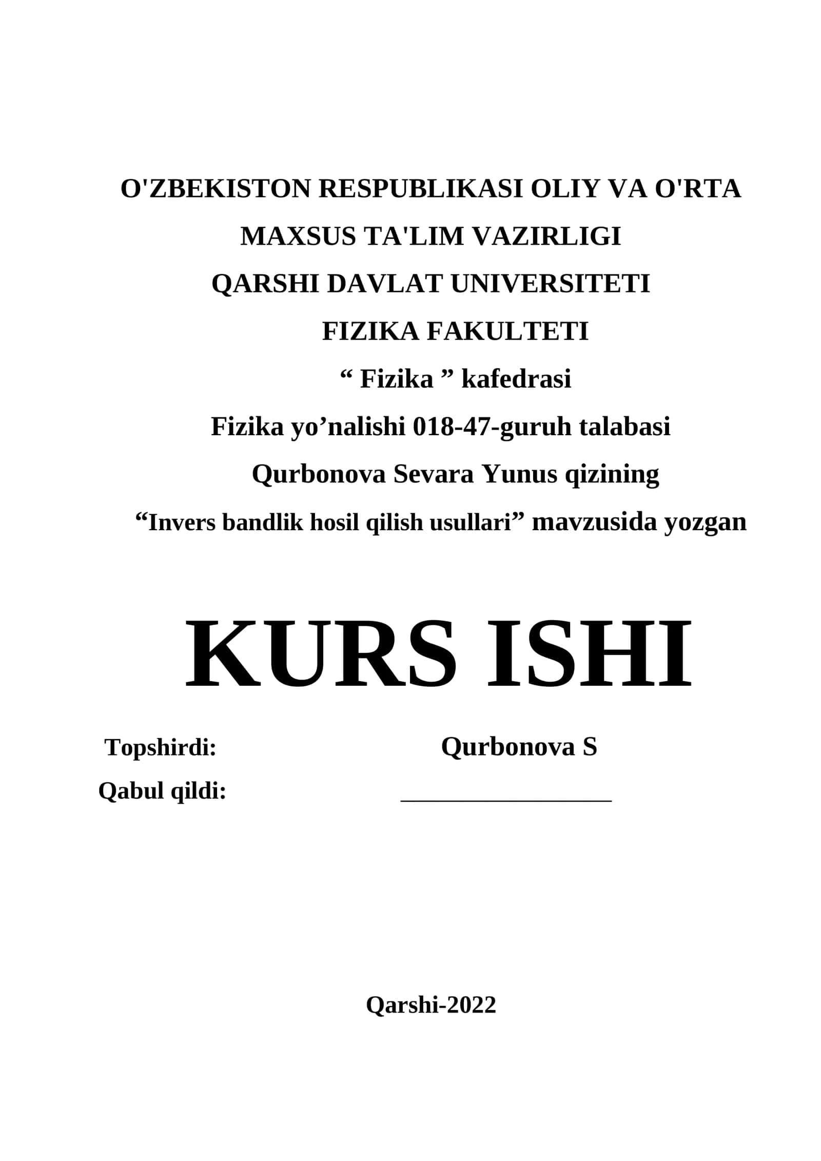 Invers bandlik hosil qilish usullari