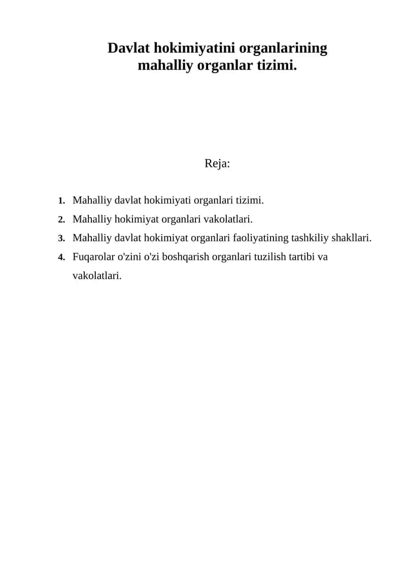 Mahalliy davlat hokimiyati organlari tizimi