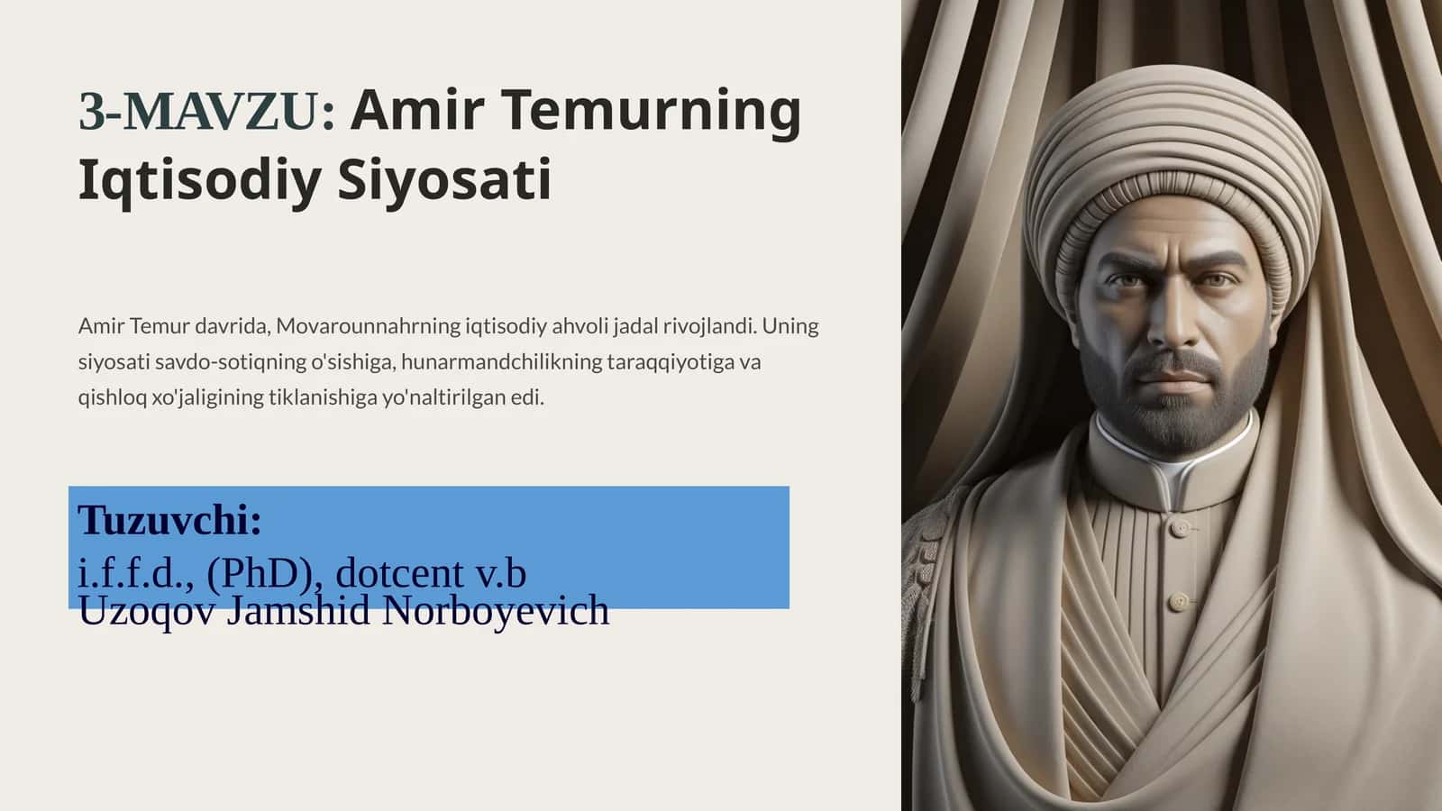 Amir Temurning Iqtisodiy Siyosati
