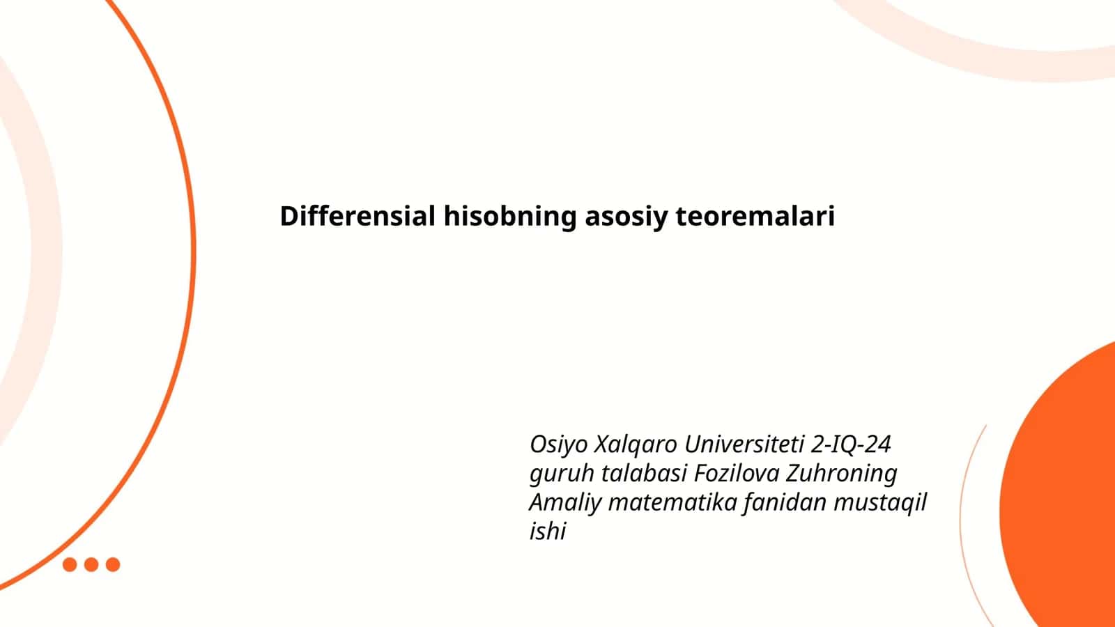 Differensial hisobning asosiy teoremalari