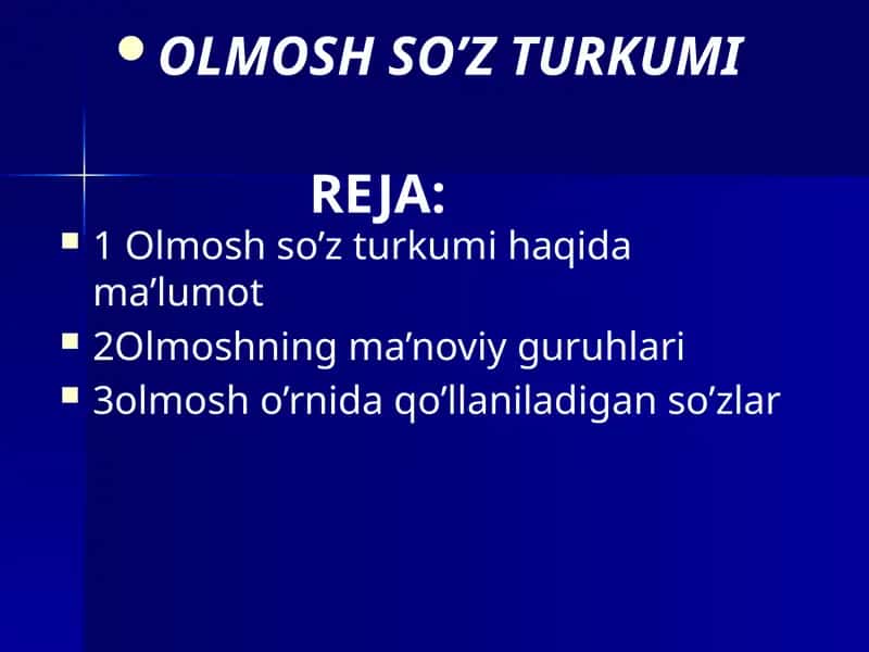 Olmosh So'z Turkumi