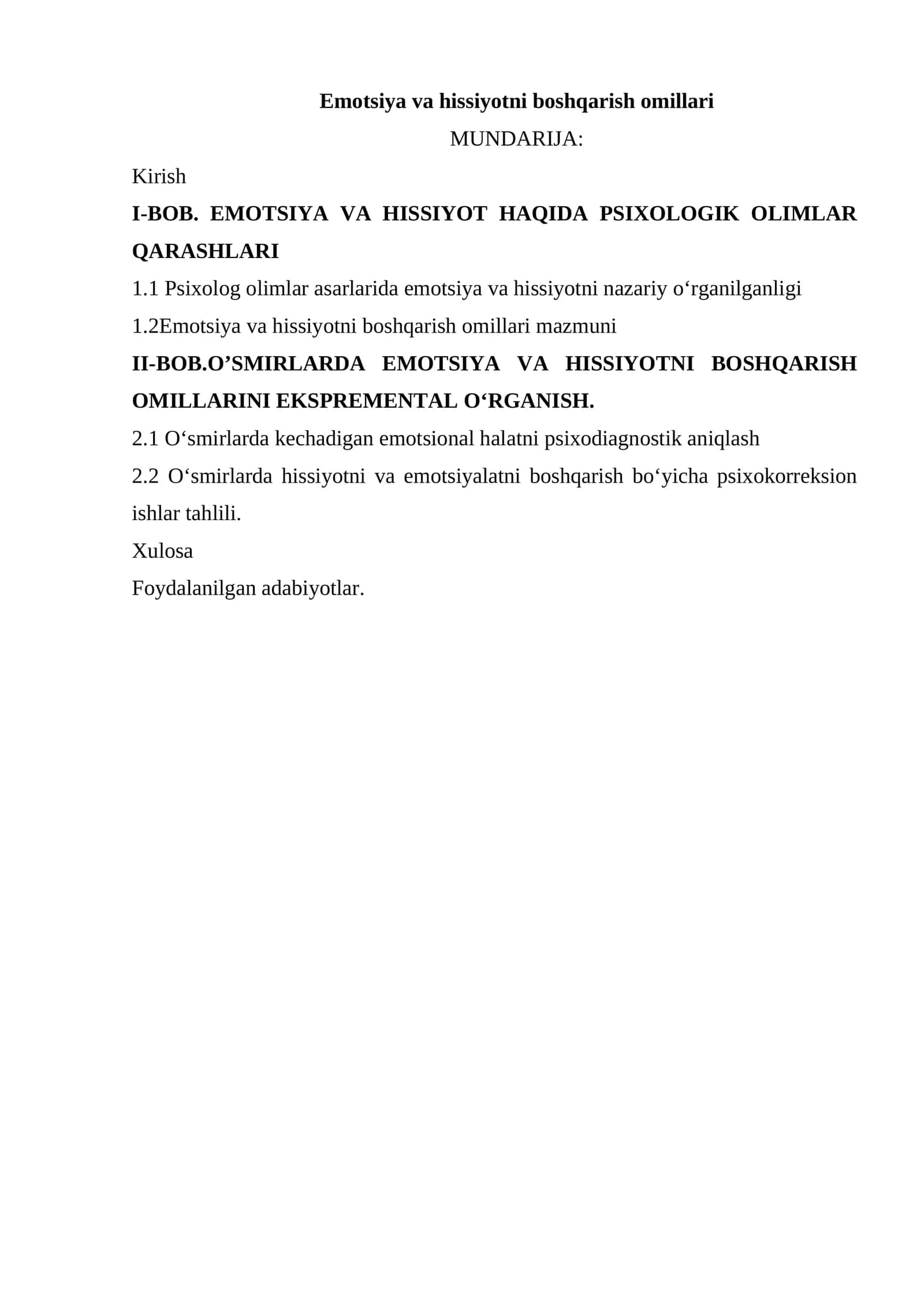 Emotsiya va hissiyotni boshqarish omillari
