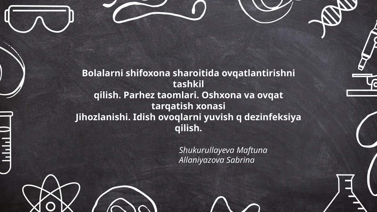 Bolalarni shifoxona sharoitida ovqatlantirish