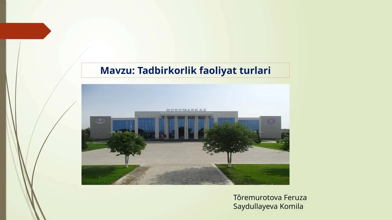 TADBIRKORLIK FAOLIYATI TURLARI