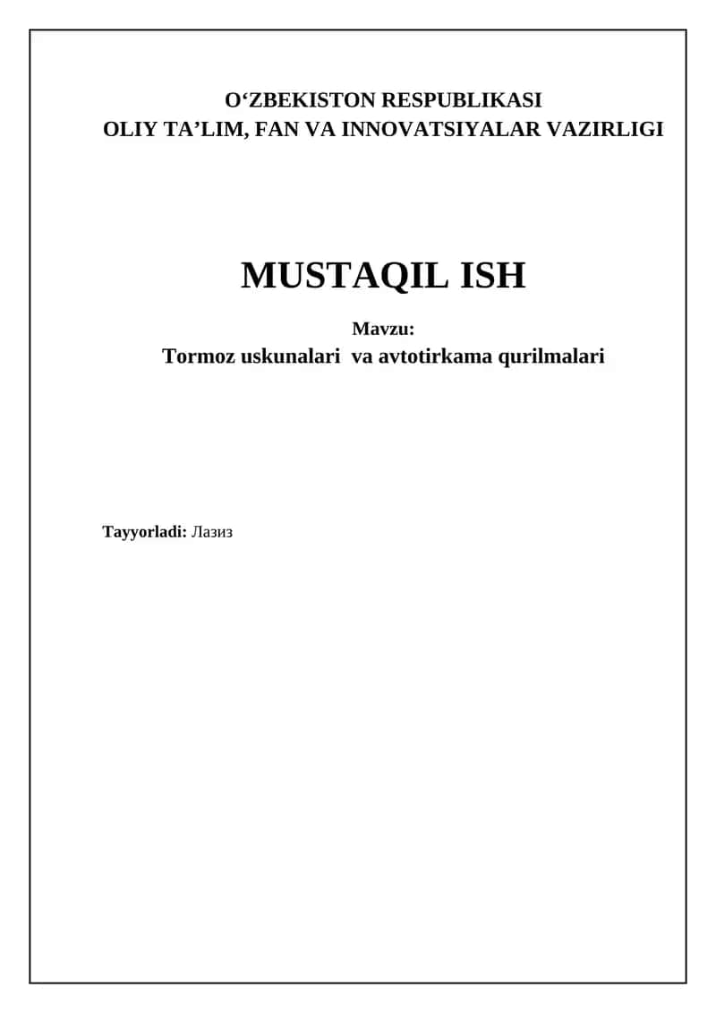 Tormoz uskunalari va avtotirkama qurilmalari