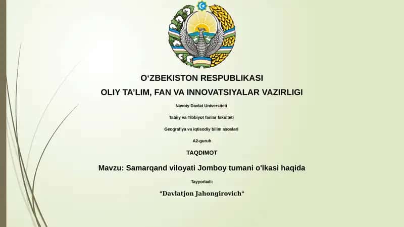 Samarqand viloyati Jomboy tumani haqida
