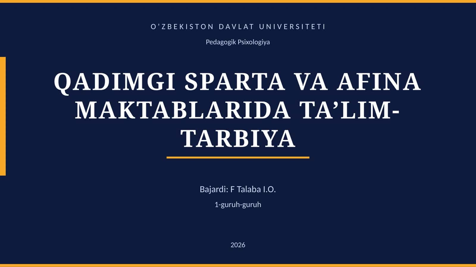 QADIMGI SPARTA VA AFINA MAKTABLARIDA TA’LIM-TARBIYA