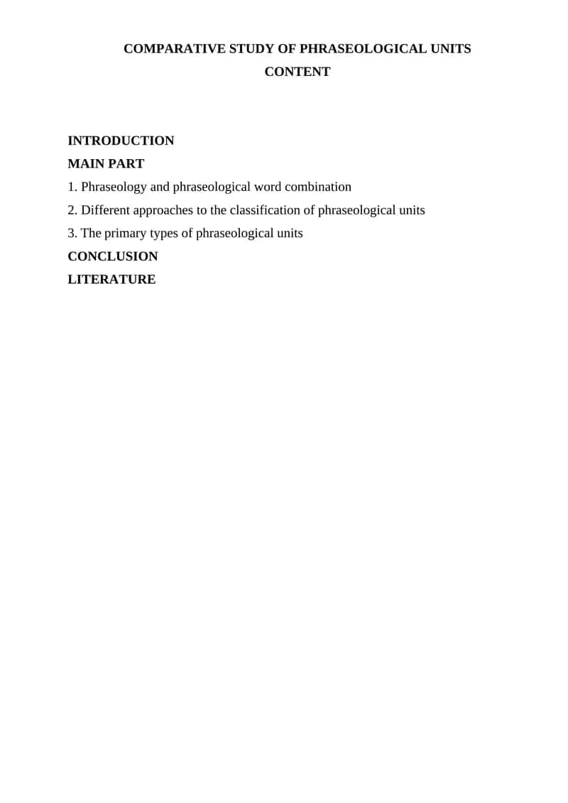Comparative Study of Phraseological Units