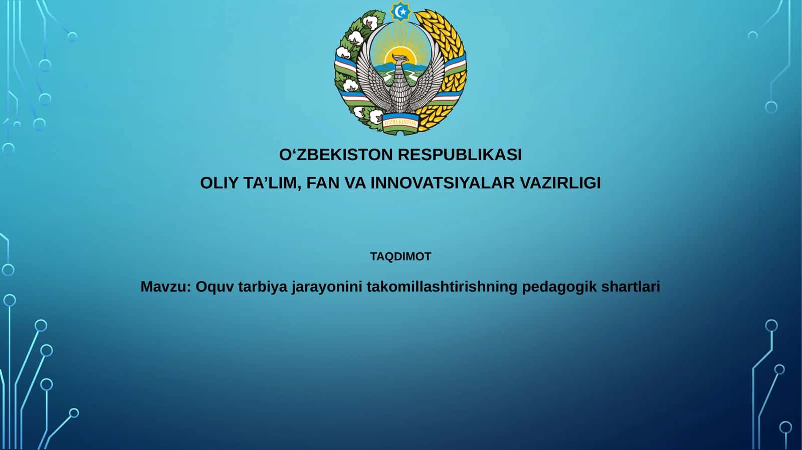 Oquvtarbiyaja rayonini takomillashtirishning pedagogik shartlari