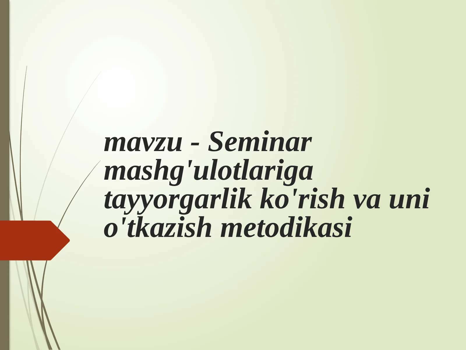 Seminarmashg'ulotlarigatayyorgarlikko'rishvaunio'tkazishmetodikasi