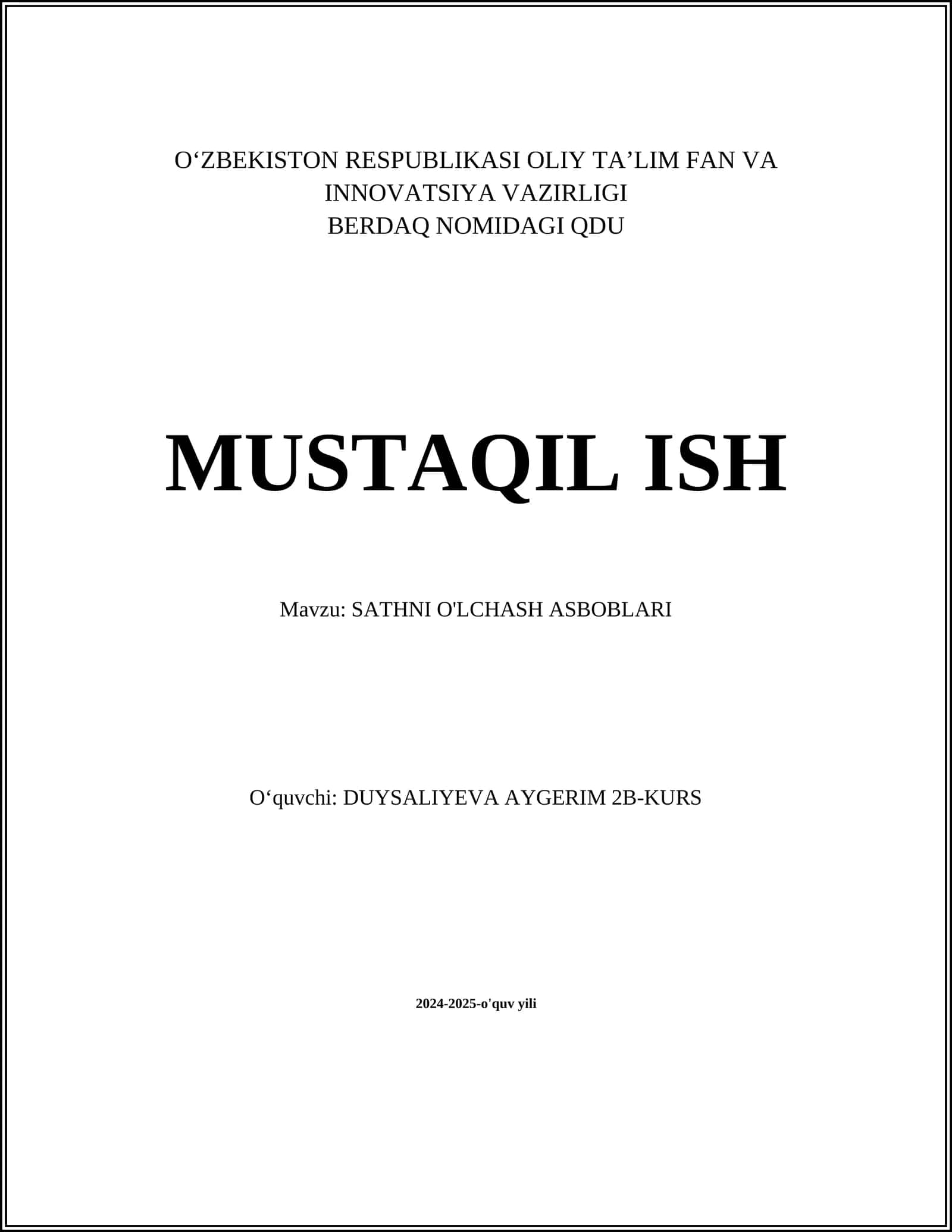 SATHNI O'LCHASH ASBOBLARI
