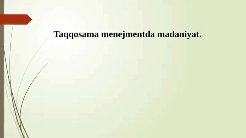 Taqqosama menejmentda madaniyat