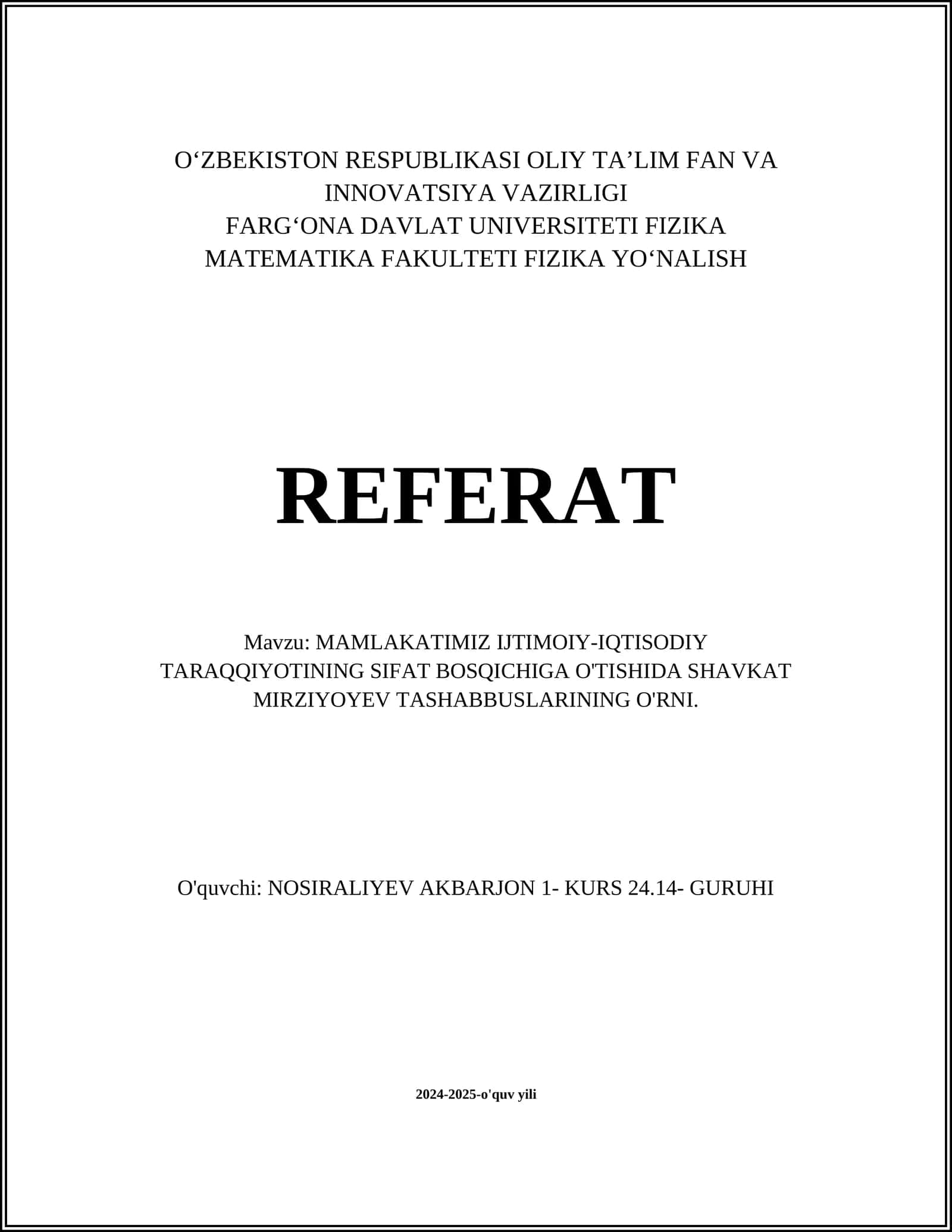 Shavkat Mirziyoyevning O'zbekiston ijtimoiy-iqtisodiy islohotlari