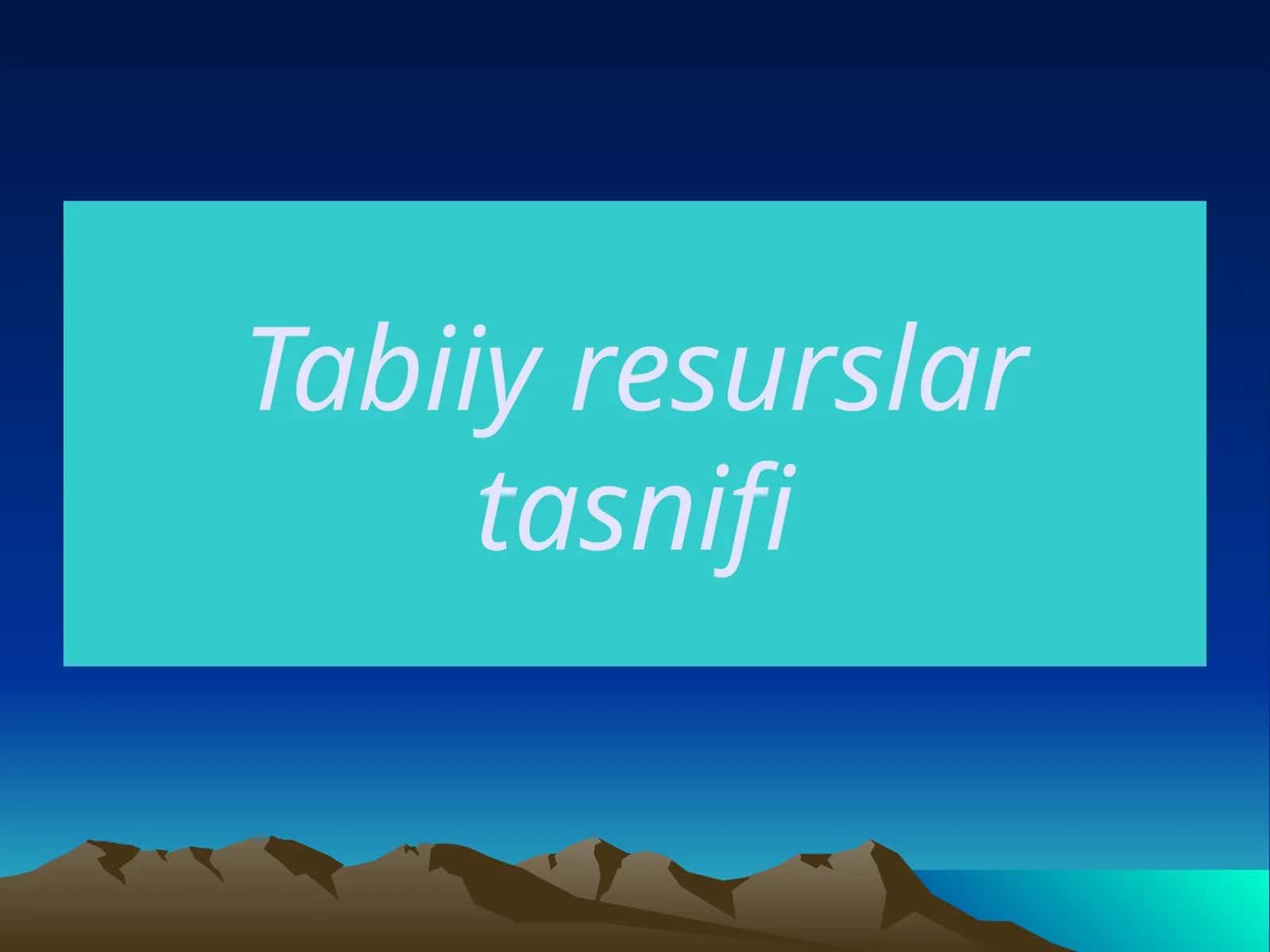 Tabiiy resurslar tasnifi