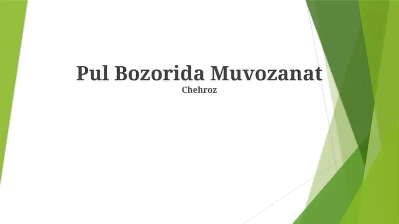 Pul Bozorida Muvozanat
