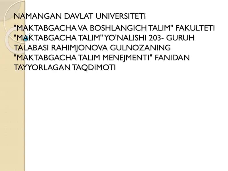 MAKTABGACHA TALIM TASHKILOTI RAHBARINING SHAXSIY PROFESSIONAL QOBILYATLARINI SHAKLLANTIRISH