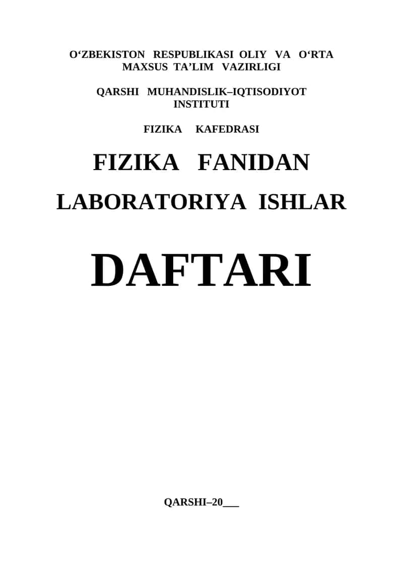 LABORATORIYa IShlar daftari