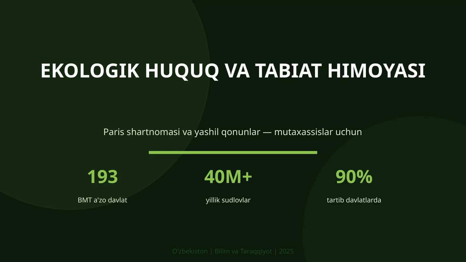 Ekologik Huquq va Tabiat Himoyasi
