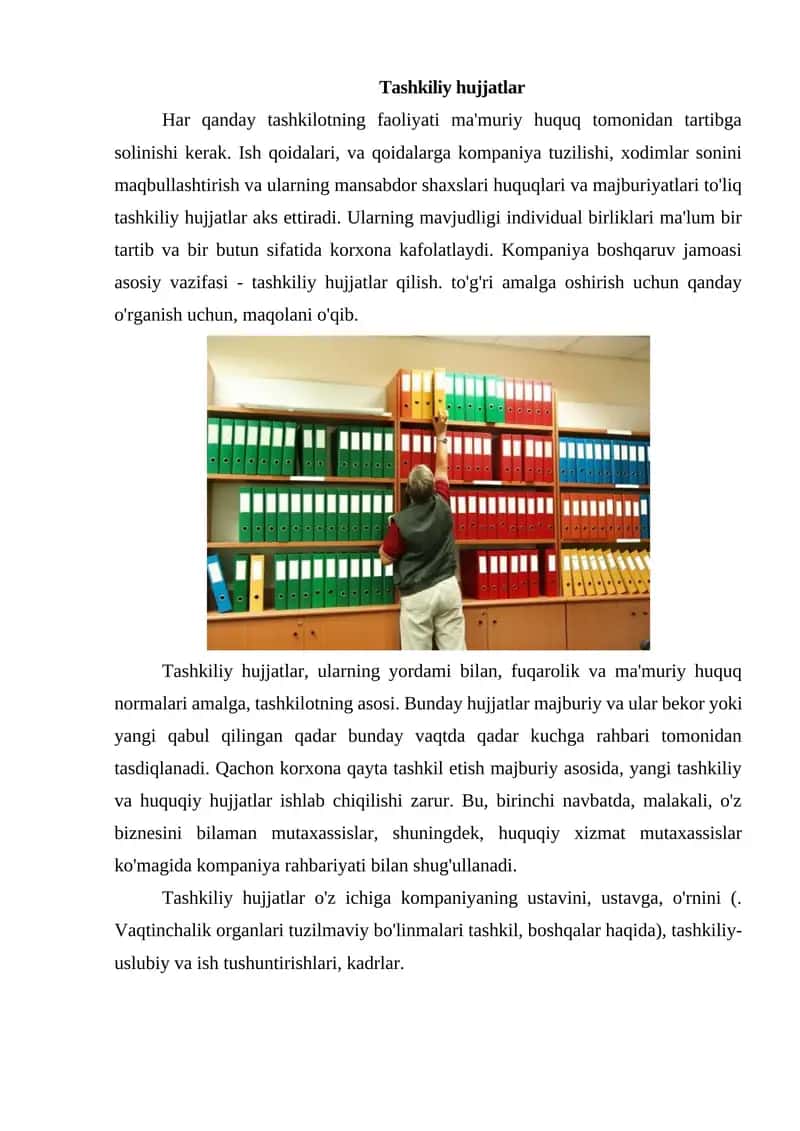 Tashkiliy hujjatlar