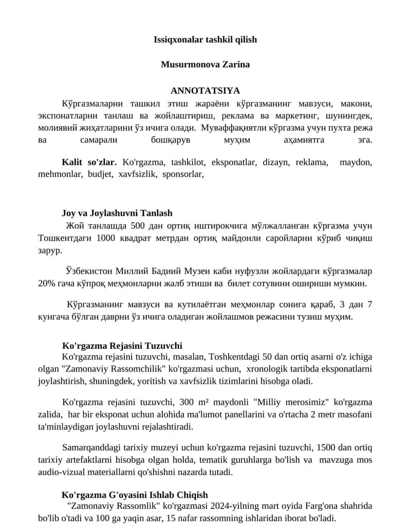 Issiqxonalar tashkil qilish