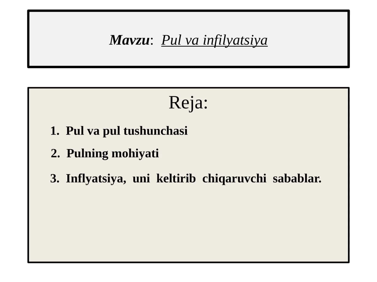 Pul va Pul Tushunchasi