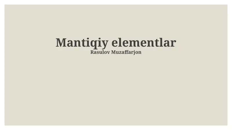 Mantiqiy elementlar