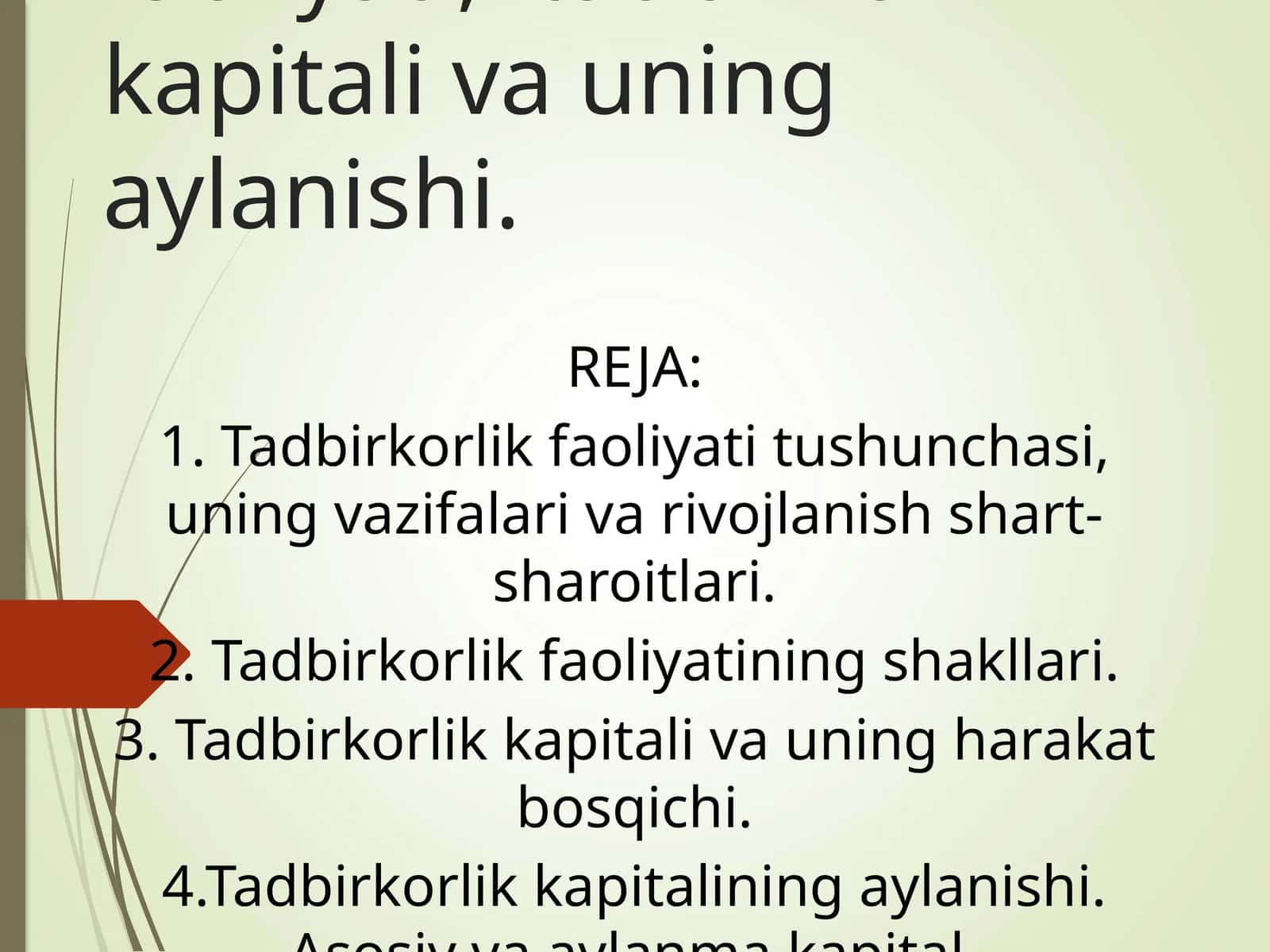 Tadbirkorlik faoliyati