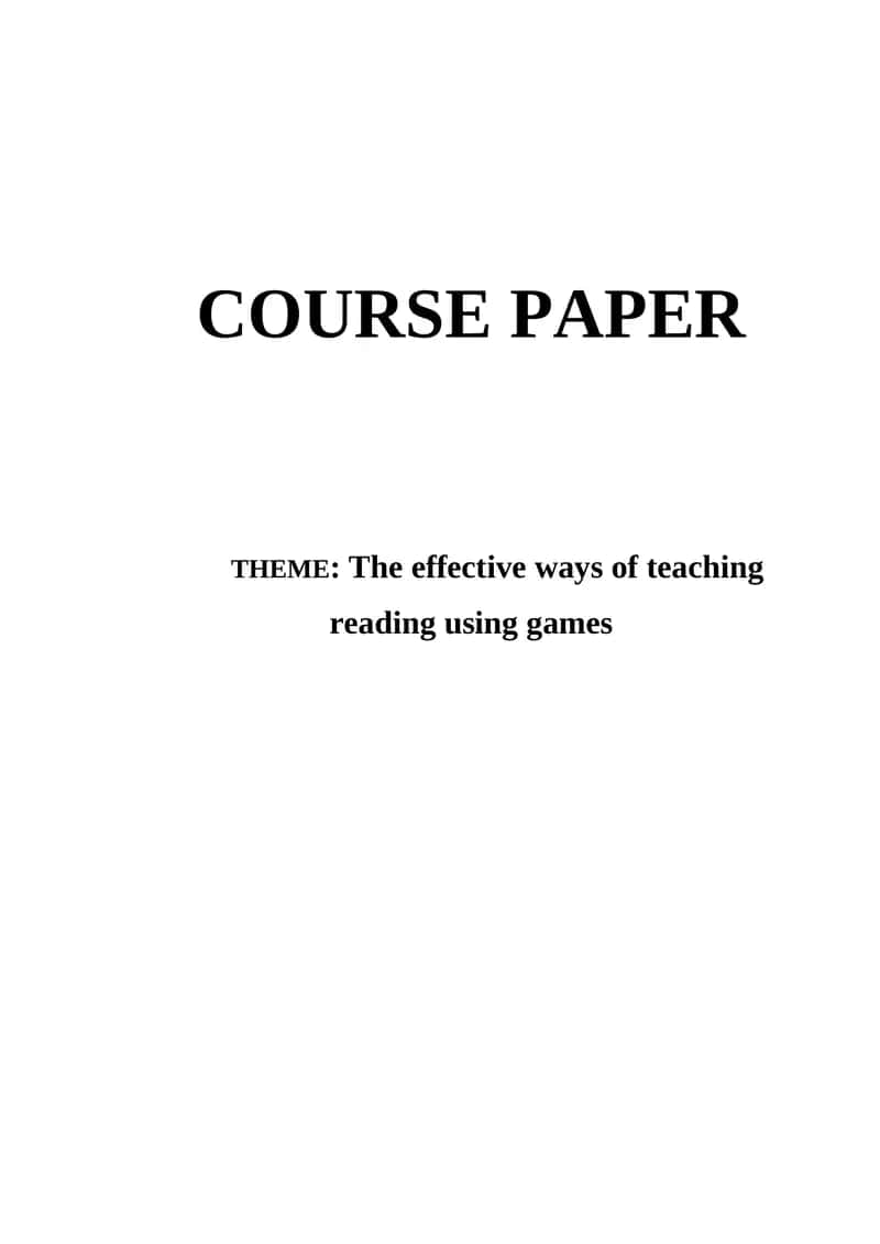 The effective ways of teaching reading using games