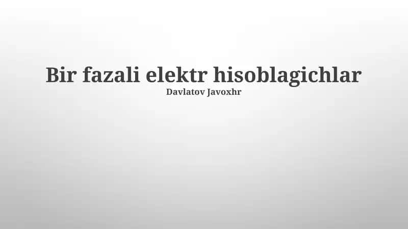 Bir fazali elektr hisoblagichlar