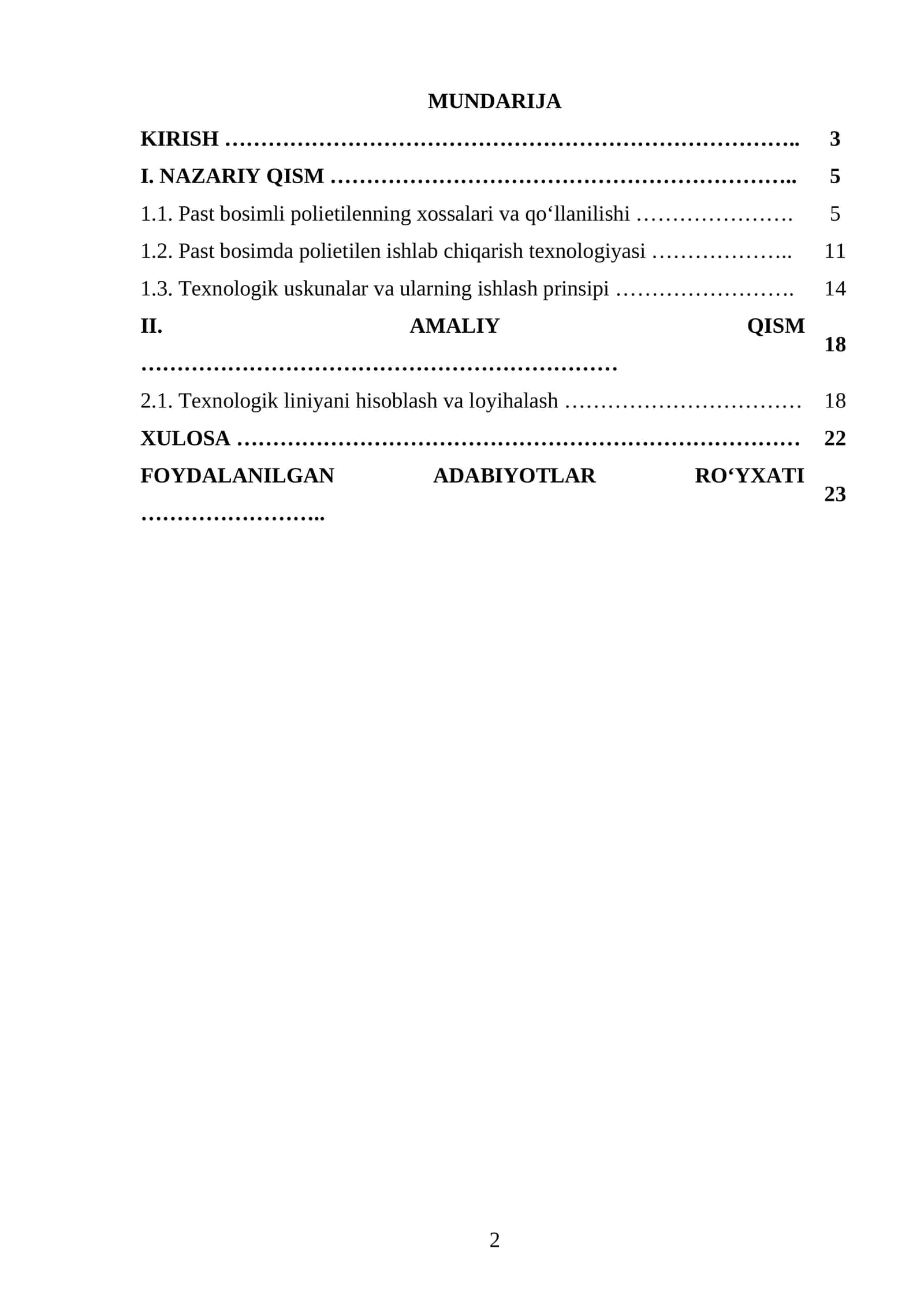 Past bosimda polietilen ishlab chiqarish texnologik liniyasini loyihalash Q=75000 t/yil.