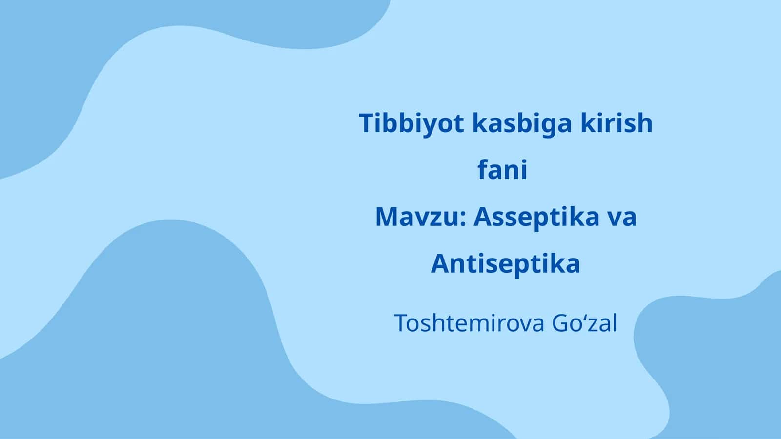 Tibbiyot kasbiga kirish fani